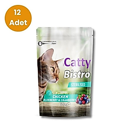 Catty Bistro Sterilised Tavuklu Kedi Ödülü 60gr x 12 Adet