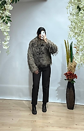 Düğmeli Kürk Ceket – Standart Beden