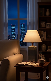 Dekoratif Seramik Kare Abajur Mavi AB027