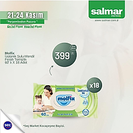 Molfix İzotonik Sulu Islak Mendil Ferah Temizlik 60 lı 18*60 1080 Yaprak