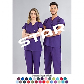 STAR Yarasa Kol Modeli Cerrahi takım ( Terikoton ince Kumaş)