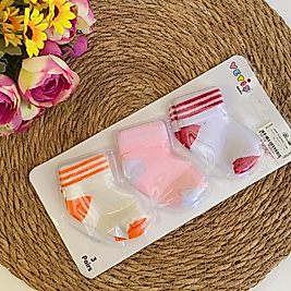 3’lü Renkli Çizgili Bebek Çorap Seti – Unisex – 0-6 Ay