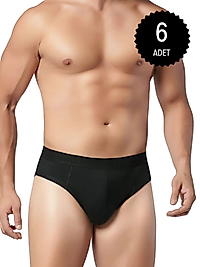 Gümüş İç Giyim 7008 Erkek Modal Kemerli Slip Külot Siyah 6 Lı Paket