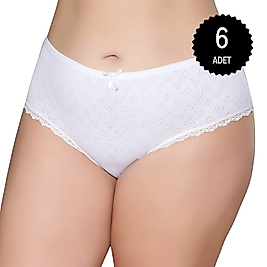 Gümüş 3079 Kadın Jakarlı Yüksel Bel Bato Külot Beyaz 6 lı Paket