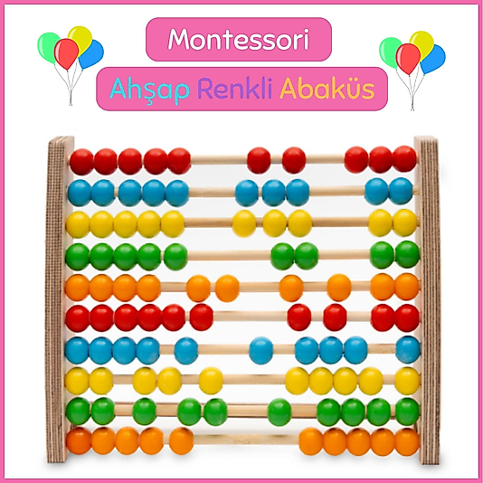 Montessori Renkli Ahşap Abaküs