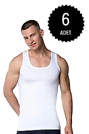 Gümüş 3001 Erkek Penye Askılı Atlet Beyaz 6 lI Paket