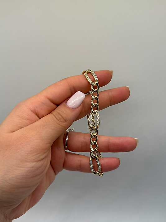 Zirkon Halkalı Xuping VIP Çelik 14K Altın Renk Kadın Zincir Bileklik