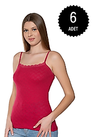 Gümüş 3080 Kadın Jakarlı İp Askı Atlet Bordo 6 lı Paket