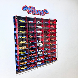 Pleksi Kapaklı 1/64 Ölçek 50Araçlık Hotwheels Matchbox metal araç Uyumlu Model Oyuncak Araba Rafı