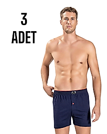 Gümüş Erkek Penye Boxer Şort Lacivert 3 Lü Paket