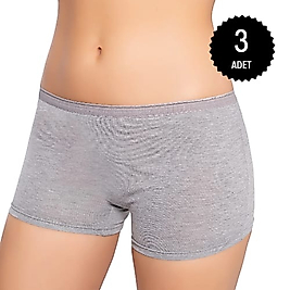 Gümüş 3016 Kadın Likralı Boxer Gri 3 lü Paket