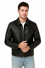 Donald Hakiki Deri Erkek Siyah Basic Ceket