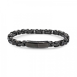 Kilit Mekanizmalı Siyah Kral Zincir Bileklik 6Mm