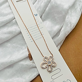 Çelik kolye rose gold taşlı