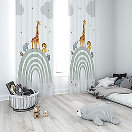 Minibabyrooms Gökkuşağı va Orman Hayvanları Temalı Fon Perde