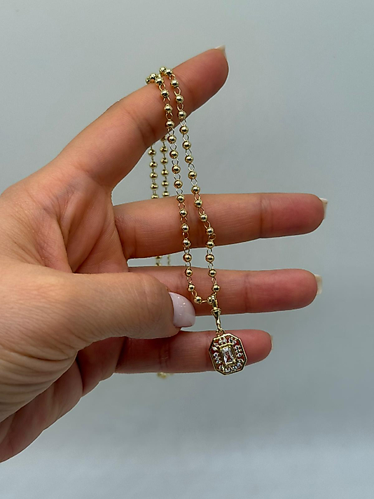 Xuping VIP Çelik Baget Taşlı Minimal Uçlu 14K Altın Renk Kolye