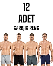 Gümüş Erkek Penye Boxer Şort Karışık 12 Li Paket