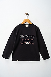 Yetişkin Uzun Kollu Bisiklet Yaka "Hz Zeynep"  Baskılı Tişört Mevsimlik Pamuklu