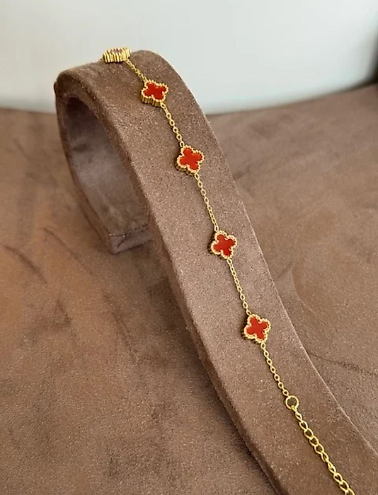 YONCA BORDO TAŞLI GOLD VE GÜMÜZ RENK ÇELİK BİLEKLİK