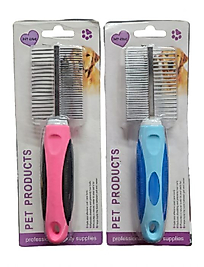 Pet King Plastik Saplı Çift Taraflı Demir (Kıtık_Açıcı) Tarak (19.5x5.5cm)