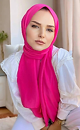 Fuşya Pamuk Kraş Şal