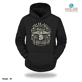 Motorcu Model Slimfit Kapüşönlu Hoodie Erkek kadın Sweatshirt