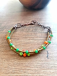 Kum Boncuklu Üç Katmanlı Bilezik