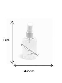 50 cc Kare Plastik Şişe Sprey kapaklı