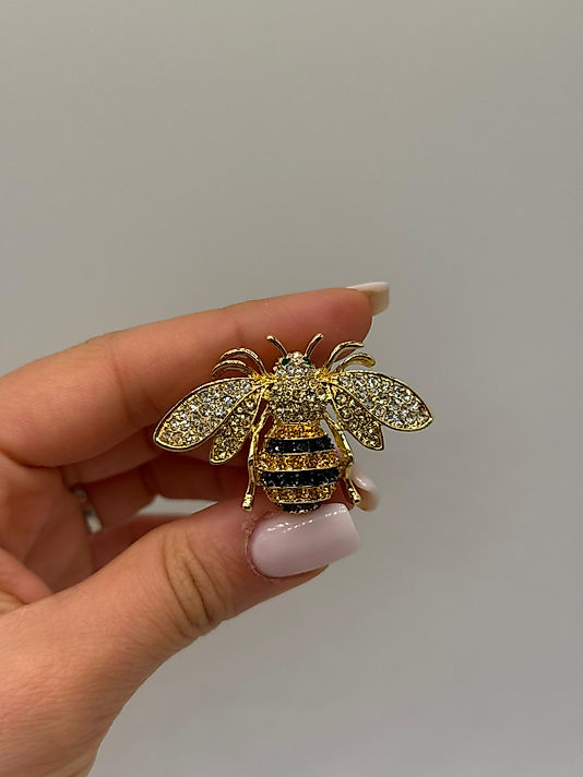 Zirkon Taşlı Arı Figürlü Altın Renk Broş