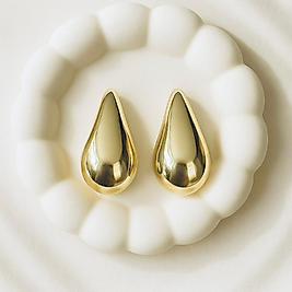 Özel Seri Çelik Gold  Damla Küpe