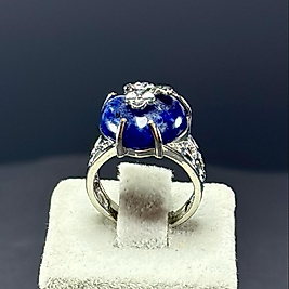 Lapislazuli Taşlı Ayarlanabilir Çelik Yüzük