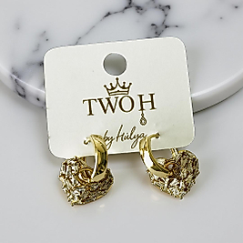 Gold Sallantılı Kalp Taşlı Küpe