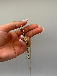 Xuping Çok Renkli Taşlı Dikey Zincir Kolye – Gold Renk