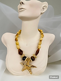 Zara Model Boncuk Detaylı Büyük Deniz Yıldız Kolye