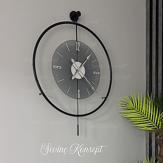 Siyah Luxe Füme Cam Tiktok (BÜYÜK BOY 50x75 CM) Modern Duvar Metal Saati