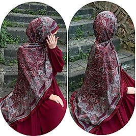 PAMUKLU ETNİK DESEN ŞAL- BORDO