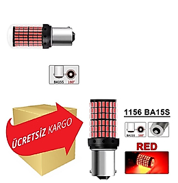 ( 2 X ADET ) 1 TAKIM LED 93. 21W TEK DUY SNYAL AMPUL 12V 144 LED ŞEFFAF RED ( 21W 93 AMPUL 144 LED KIRMIZI )