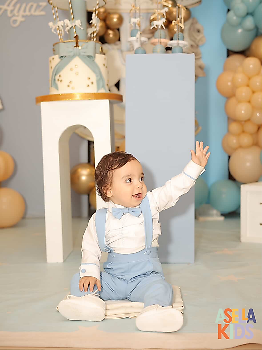 Erkek Çocuk Bebe Mavisi Salopet Takım