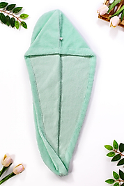 Düğmeli Su Yeşili Havlu Bone