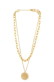 Gold, Beyaz Zirkon Taşlı Yaşam Çiçeği Kolye