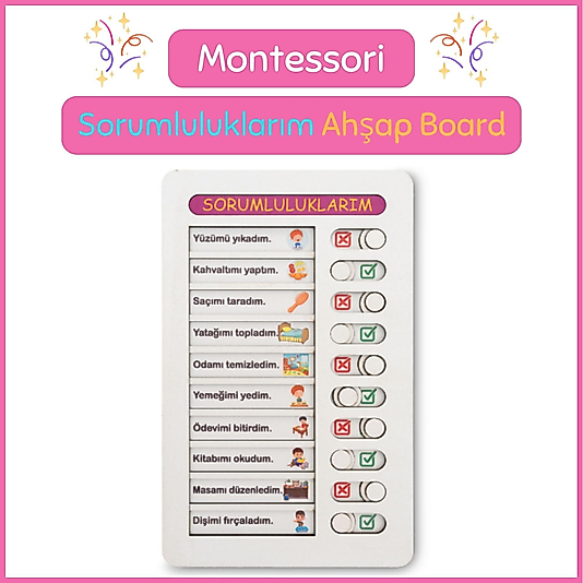 Montessori Sorumluluklarım Ahşap Board