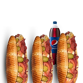 3'lü Tam Porsiyon Ekmek Arası Sucuk Menü + 1,5 Litre Kola