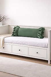 Fırfırlı Yeşil Uzun 40x100 Kırlent Yastık (İÇİ DOLGULU)