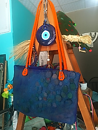 TURUNCU PETROL KEÇE ÇANTA