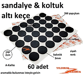 60 ADET YUVARLAK 20MM MOBİLYA KEÇESİ SANDALYE KOLTUK AYAK ALTI KEÇE KEÇESİ 3M BANT SİYAH