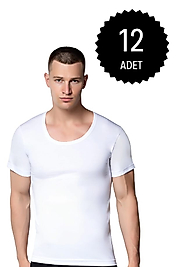 Gümüş 3003 Erkek Penye Bisiklet Yaka Atlet 12 li Paket