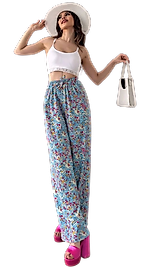 Lastikli Bürümcük Pantolon - MAVİ