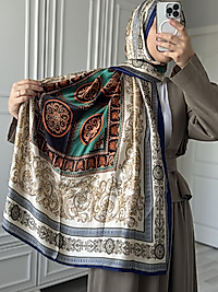 İpek Vual Desenli Şal - Yeşil