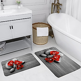 Rovigo Home Dijital Baskı Yıkanabilir Kaymaz 2 li Banyo Takımı