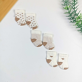 3 Parça Yeni Doğan Çorap Seti - Ekru